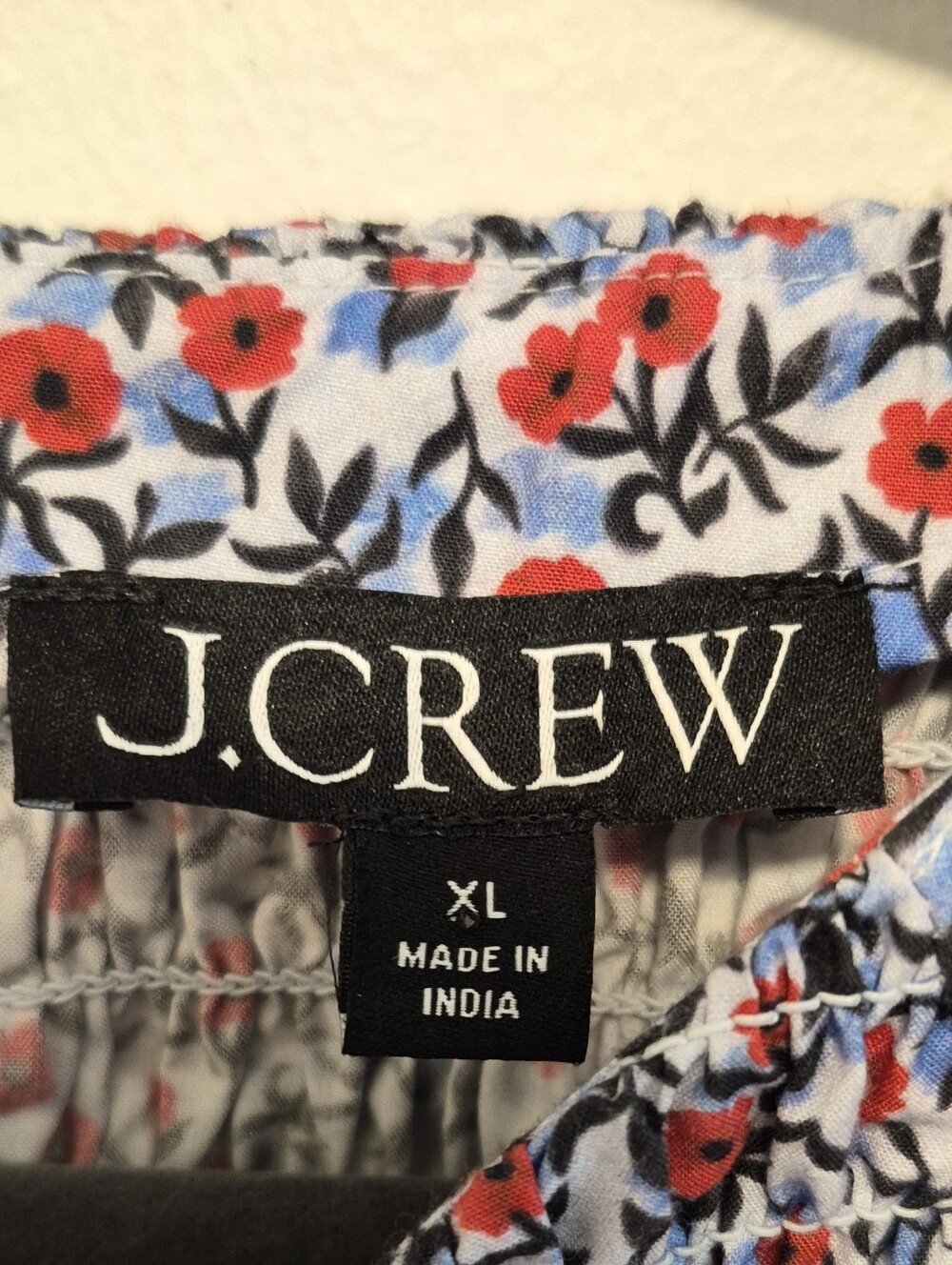 J. Crew Meadow Midi Dress Cotton Poplin Floral Smocked Puff Sleeves Size XL - Picture 12 of 14